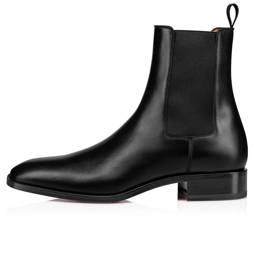 Men's Christian Louboutin Samson Leather Chelsea Boots - Black [4891-267]